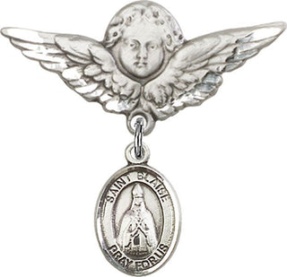 Sterling Silver Large Angel w/Wings St. Blaise Baby Badge - Engravable