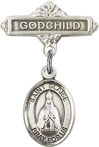 Sterling Silver Godchild St. Blaise Baby Badge - Engravable