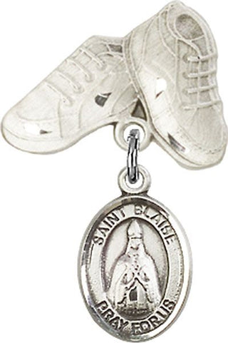 Sterling Silver Baby Boots St. Blaise Baby Badge - Engravable