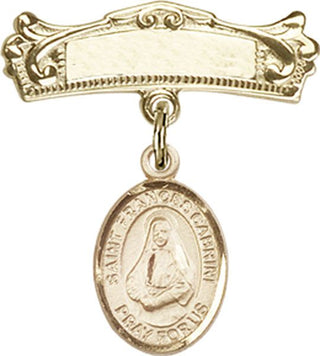 14kt Gold Badge Pin St. Frances Cabrini Baby Badge - Engravable