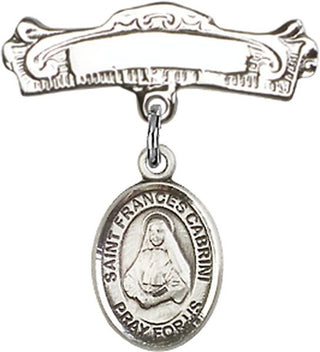 Sterling Silver Badge Pin St. Frances Cabrini Baby Badge - Engravable