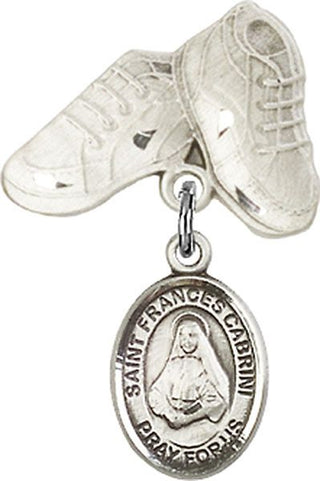 Sterling Silver Baby Boots St. Frances Cabrini Baby Badge - Engravable