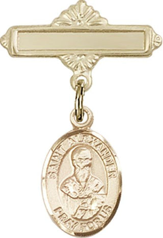14kt Gold Filled Polished Badge Pin St. Alexander Constantinople Baby Badge - Engravable