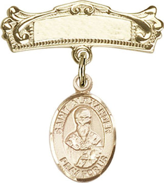 14kt Gold Filled Badge Pin St. Alexander Constantinople Baby Badge - Engravable