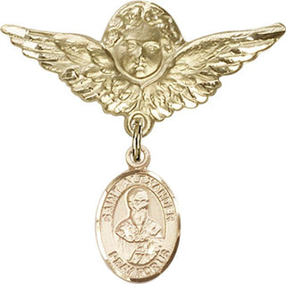 14kt Gold Filled Large Angel w/Wings St. Alexander Constantinople Baby Badge - Engravable