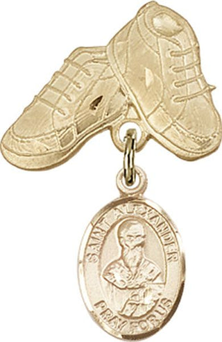 14kt Gold Baby Boots St. Alexander Constantinople Baby Badge - Engravable