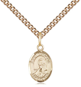 14kt Gold Saint Benjamin Medal Engraved Catholic Saint Jewelry