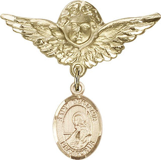 14kt Gold Filled Large Angel w/Wings St. Benjamin Baby Badge - Engravable