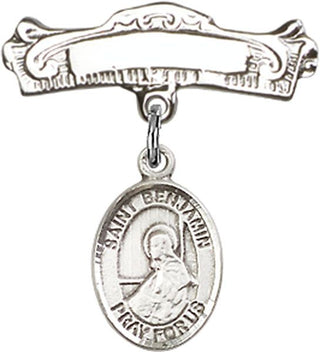 Sterling Silver Badge Pin St. Benjamin Baby Badge - Engravable