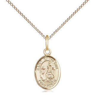 14kt Gold Saint Catherine of Siena Medal Engraved Catholic Saint Jewelry