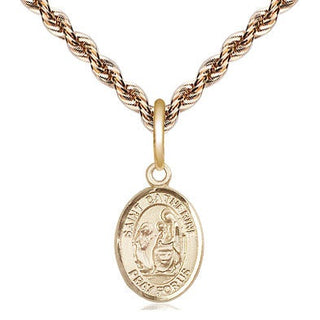 14kt Gold Saint Catherine of Siena Medal Engraved Catholic Saint Jewelry
