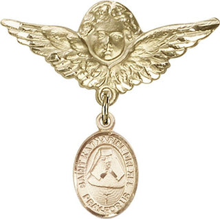 14kt Gold Filled Large Angel w/Wings St. Katharine Drexel Baby Badge - Engravable