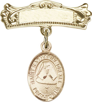 14kt Gold Badge Pin St. Katharine Drexel Baby Badge - Engravable