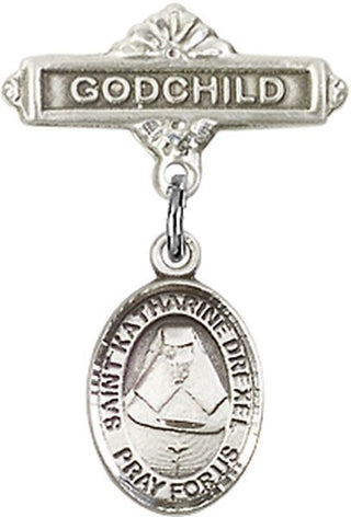 Sterling Silver Godchild St. Katharine Drexel Baby Badge - Engravable