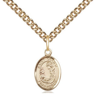 14kt Gold Saint Cecilia Medal Engraved Catholic Saint Jewelry