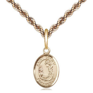 14kt Gold Saint Cecilia Medal Engraved Catholic Saint Jewelry