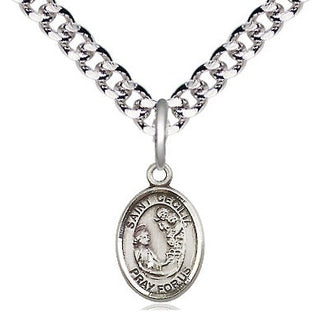 Pewter Saint Cecilia Medal Religious and Catholic Jewelry Engraved Catholic Saint Jewelry