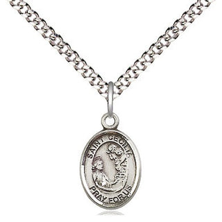 Pewter Saint Cecilia Medal Religious and Catholic Jewelry Engraved Catholic Saint Jewelry