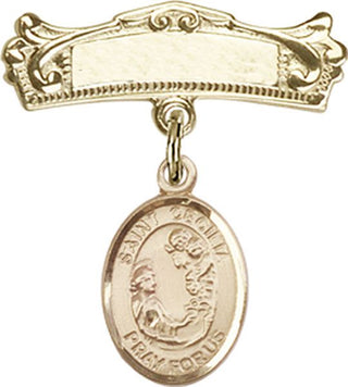 14kt Gold Filled Badge Pin St. Cecilia Baby Badge - Engravable