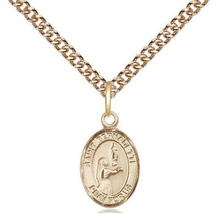 14kt Gold Saint Bernadette Medal Engraved Catholic Saint Jewelry
