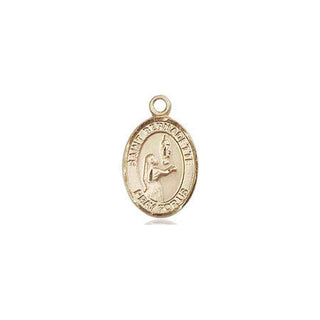 14kt Gold Saint Bernadette Medal Engraved Catholic Saint Jewelry