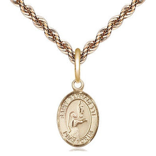 14kt Gold Saint Bernadette Medal Engraved Catholic Saint Jewelry