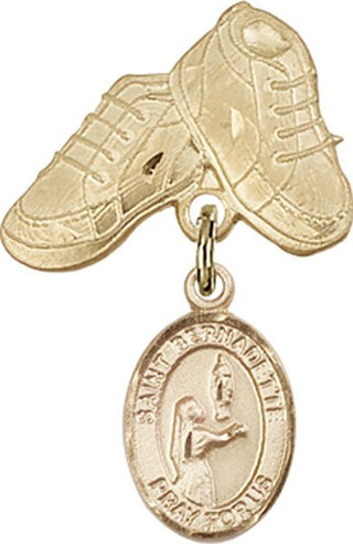 14kt Gold Filled Baby Boots St. Bernadette Baby Badge - Engravable