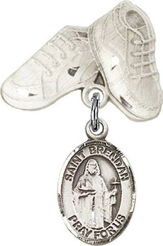 Sterling Silver Baby Boots St. Brendan the Navigator Baby Badge - Engravable