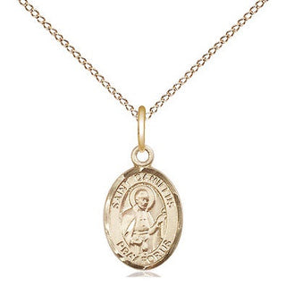 14kt Gold Saint Camillus of Lellis Medal Engraved Catholic Saint Jewelry