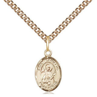 14kt Gold Saint Camillus of Lellis Medal Engraved Catholic Saint Jewelry