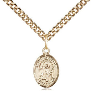 14kt Gold Saint Camillus of Lellis Medal Engraved Catholic Saint Jewelry