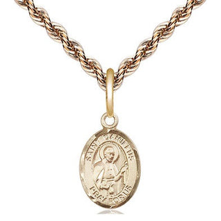 14kt Gold Saint Camillus of Lellis Medal Engraved Catholic Saint Jewelry