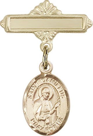 14kt Gold Filled Polished Badge Pin St. Camillus of Lellis Baby Badge - Engravable