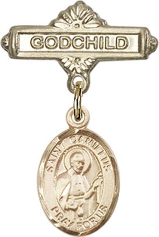 14kt Gold Godchild St. Camillus of Lellis Baby Badge - Engravable