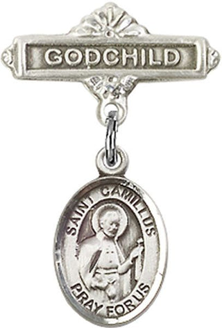 Sterling Silver Godchild St. Camillus of Lellis Baby Badge - Engravable