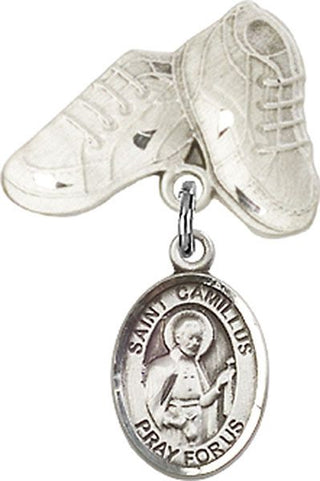 Sterling Silver Baby Boots St. Camillus of Lellis Baby Badge - Engravable