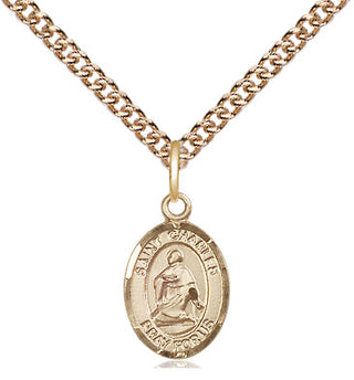 14kt Gold Saint Charles Borromeo Medal Engraved Catholic Saint Jewelry