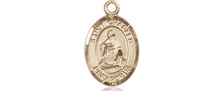 14kt Gold Saint Charles Borromeo Medal Engraved Catholic Saint Jewelry