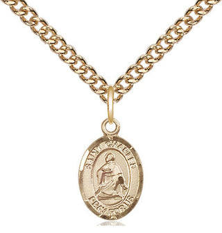 14kt Gold Saint Charles Borromeo Medal Engraved Catholic Saint Jewelry