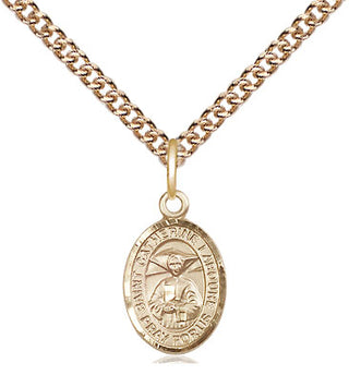 14kt Gold Saint Catherine Laboure Medal Engraved Catholic Saint Jewelry