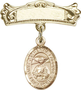 14kt Gold Filled Badge Pin St. Catherine Laboure Baby Badge - Engravable