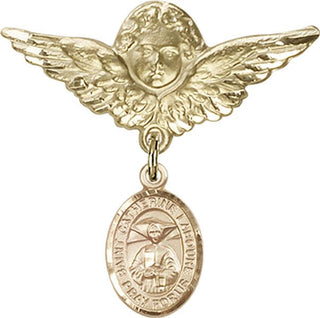 14kt Gold Large Angel w/Wings St. Catherine Laboure Baby Badge - Engravable