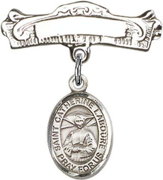 Sterling Silver Badge Pin St. Catherine Laboure Baby Badge - Engravable