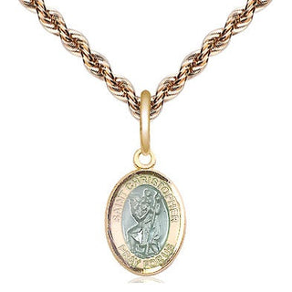 14kt Gold Filled Saint Christopher w/Epoxy Medal Religious and Catholic Jewelry Engraved Catholic Saint Jewelry