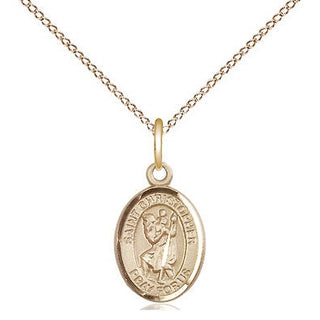 14kt Gold Saint Christopher Medal Engraved Catholic Saint Jewelry
