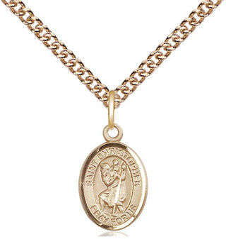 14kt Gold Saint Christopher Medal Engraved Catholic Saint Jewelry