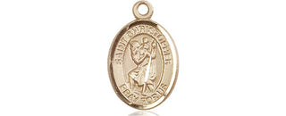 14kt Gold Saint Christopher Medal Engraved Catholic Saint Jewelry