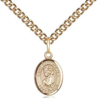 14kt Gold Saint Christopher Medal Engraved Catholic Saint Jewelry