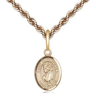 14kt Gold Saint Christopher Medal Engraved Catholic Saint Jewelry