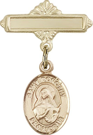 14kt Gold Filled Polished Badge Pin St. Dorothy Baby Badge - Engravable